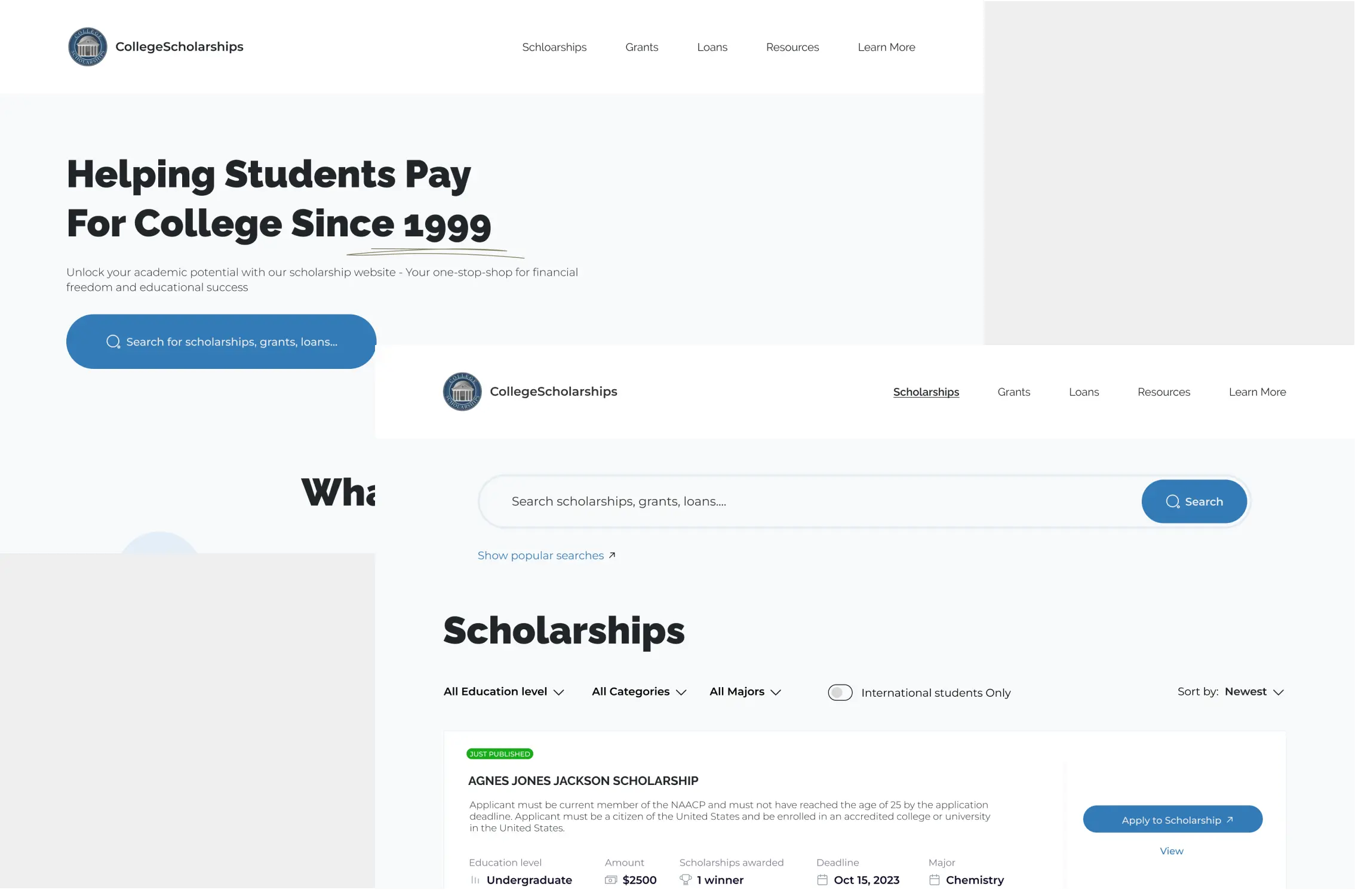 After — redesigned navigation